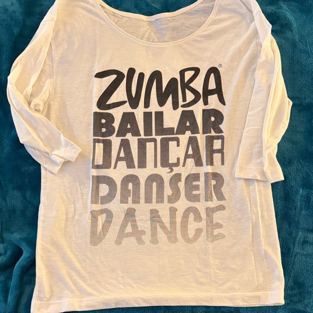 Zumba Fitness White Long Sleeve Graphic Tee
